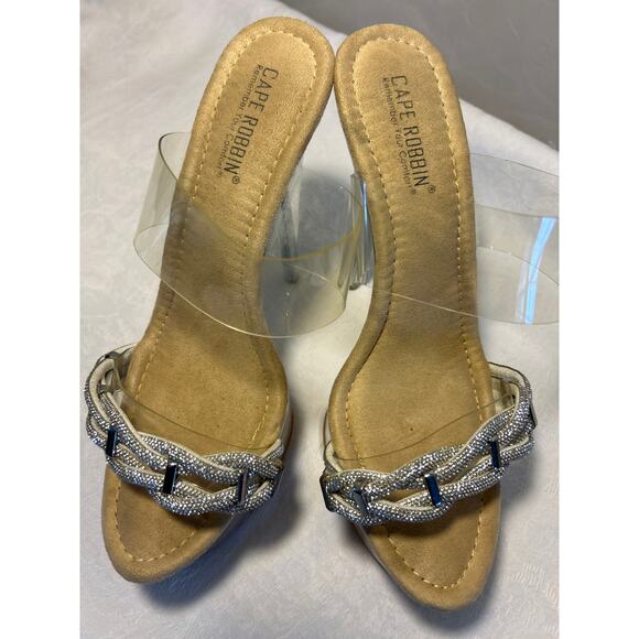 Cape Robbin Seraphine Clear Rhinestone Platform Stilettos, Clear 6’ heels, SZ 9 - Picture 5 of 8